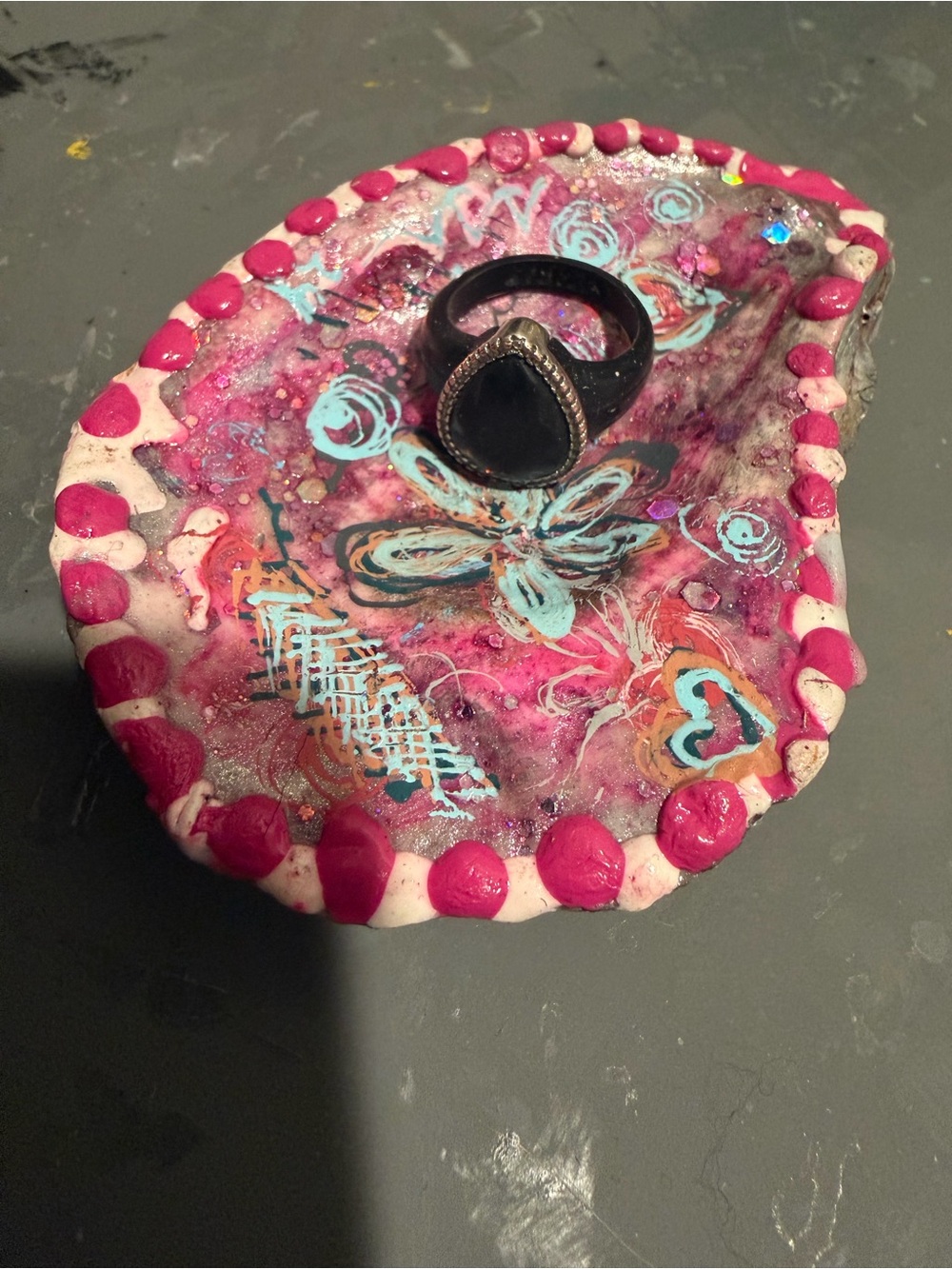 Hand painted shell trinket ring holder from Saint Simon’s island